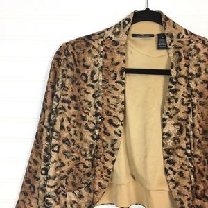 NWT Nina Leonard Leopard Crop Jacket size XL